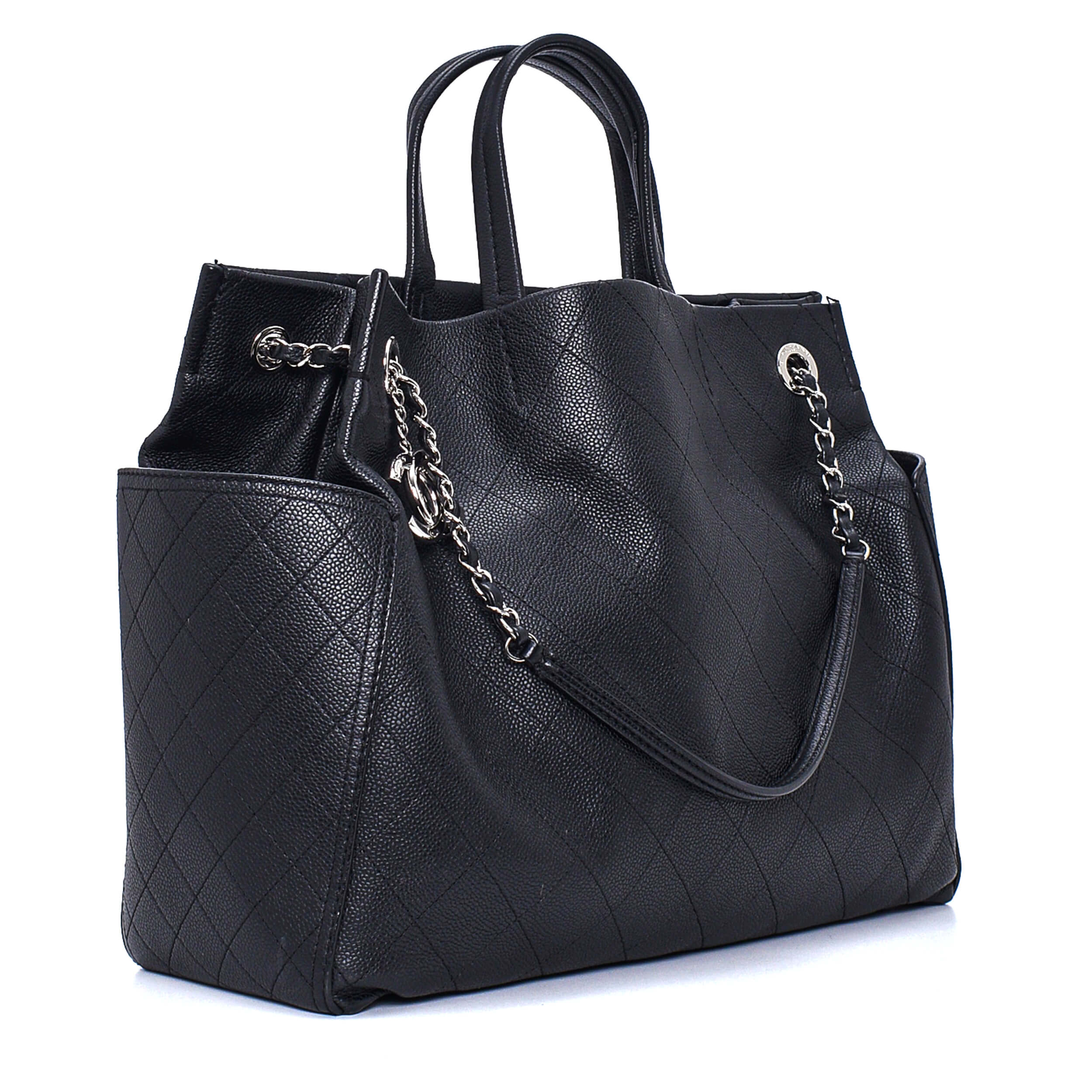 Chanel - Black Quilted CC CHarm Detail Tote Bag 